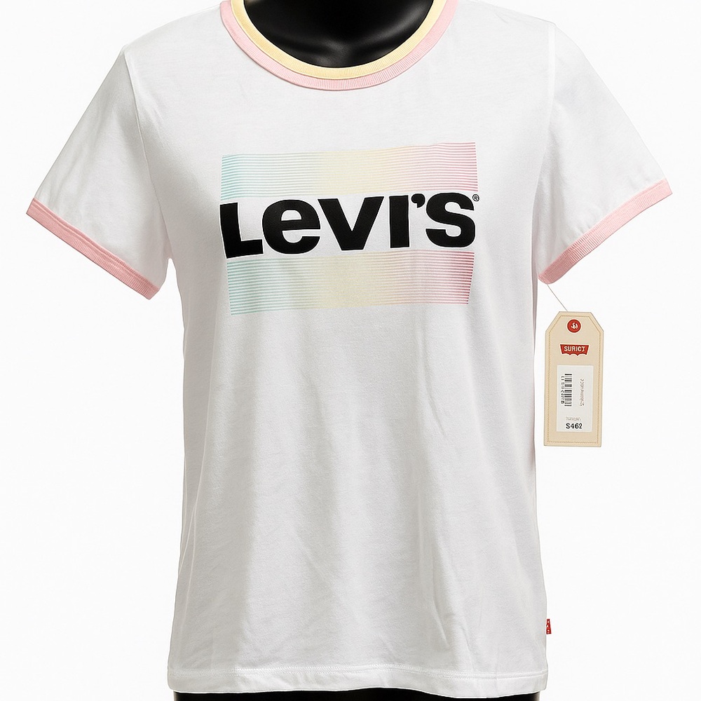 Levi's White Tee with Pastel Accents
